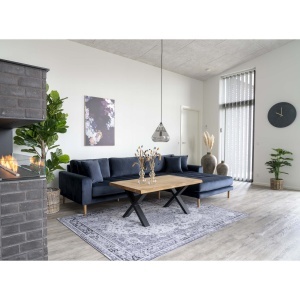 COLTAR LIDO CU 4 PERINI 290CM, DIN LEMN SI TEXTIL, CULOARE ALBASTRU, DREAPTA, HOUSE NORDIC - Img 2