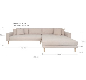 COLTAR LIDO CU 4 PERINI 290CM, DIN LEMN SI TEXTIL, CULOARE NISIPIU, HOUSE NORDIC - Img 5