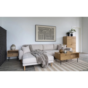 COLTAR LIDO CU 4 PERINI 290CM, STANGA, DIN LEMN SI TEXTIL, CULOARE NISIPIU, HOUSE NORDIC - Img 2