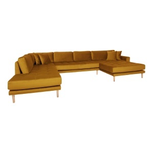 COLTAR LIDO IN FORMA DE U, CU 4 PERINI 370CM, DIN LEMN SI TEXTIL, CULOARE GALBEN MUSTAR, HOUSE NORDIC - Img 3