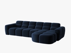 COLTAR LISA, DREAPTA, 5 LOCURI, 310 CM, ALBASTRU ROYAL, TAPITERIE DIN CATIFEA, DESIGN DEOSEBIT - Img 2