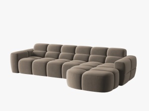COLTAR LISA, DREAPTA, 5 LOCURI, 310 CM, MARO DESCHIS, TAPITERIE DIN CATIFEA, DESIGN DEOSEBIT - Img 2
