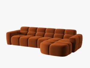 COLTAR LISA, DREAPTA, 5 LOCURI, 310 CM, SCORTISOARA, TAPITERIE DIN CATIFEA, DESIGN DEOSEBIT - Img 2