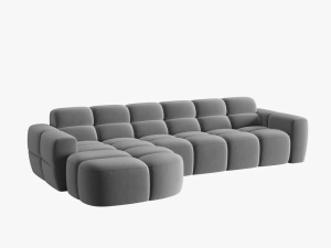 COLTAR LISA, STANGA, 5 LOCURI, 310 CM, GRI DESCHIS, TAPITERIE DIN CATIFEA, DESIGN DEOSEBIT - Img 2