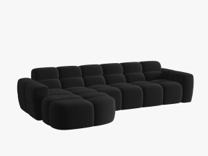 COLTAR LISA, STANGA, 5 LOCURI, 310 CM, NEGRU, TAPITERIE DIN CATIFEA, DESIGN DEOSEBIT - Img 2