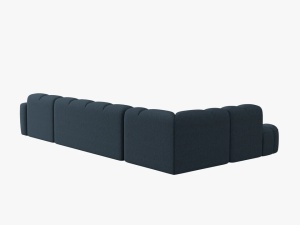 COLTAR LISA, STANGA, 7 LOCURI, 387 CM, ALBASTRU INCHIS 77, TAPITERIE DIN STOFA, DESIGN DEOSEBIT - Img 3