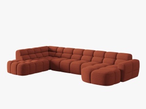 COLTAR LISA, STANGA, 7 LOCURI, 387 CM, SCORTISOARA 58, TAPITERIE DIN STOFA, DESIGN DEOSEBIT