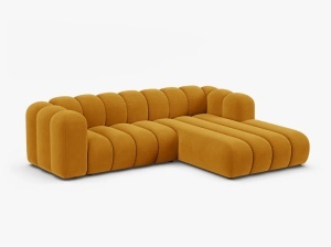 COLTAR LUPIN 260, PE DREAPTA, GALBEN, CU TAPITERIE DIN TEXTIL CATIFEA SALVADOR, MICADONI - Img 2