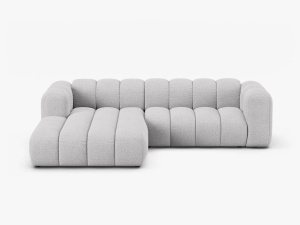 COLTAR LUPIN 260, PE STANGA, GRI DESCHIS, CU TAPITERIE DIN TEXTIL BOUCLE BALOO, MICADONI