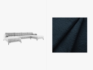 COLTAR MAMAIA, CU 6 LOCURI, ALBASTRU INCHIS, CU TAPITERIE DIN TEXTIL BOUCLE BALOO, MICADONI