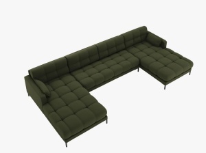 COLTAR MAMAIA, CU 6 LOCURI, VERDE MASLINIU INCHIS, CU TAPITERIE DIN TEXTIL STRUCTURAT NEVE, MICADONI - Img 2