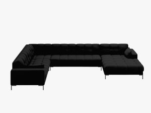 COLTAR MAMAIA, CU 7 LOCURI, PE STANGA, NEGRU, CU TAPITERIE DIN TEXTIL STRUCTURAT NEVE, MICADONI - Img 2