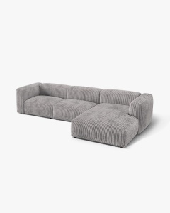 COLTAR MARTINA, 130X176 CM, PE DREAPTA, GRI DESCHIS, TAPITAT CU TAPITERIE DIN TEXTIL CORDOI TILIA, MICADONI - Img 2