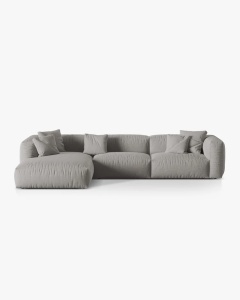 COLTAR MARTINA, 130X176 CM, PE STANGA, GRI DESCHIS, TAPITAT CU TAPITERIE DIN TEXTIL STRUCTURAT BOSTON, MICADONI