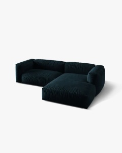 COLTAR MARTINA, ALBASTRU INCHIS, 244 CM, DREAPTA, CU TAPITERIE DIN TEXTIL CATIFEA VOGUE, MICADONI - Img 3
