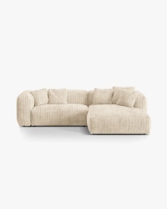 COLTAR MARTINA, BEJ DESCHIS, 280 CM, DREAPTA, CU TAPITERIE DIN TEXTIL CORDOI TILIA, MICADONI