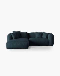 COLTAR MARTINA, BLUE JEANS, 280 CM, STANGA, CU TAPITERIE DIN TEXTIL STRUCTURAT BOSTON, MICADONI