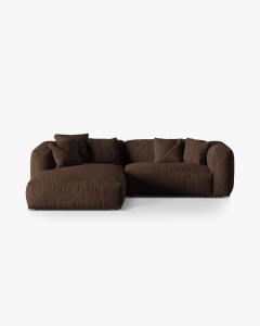 COLTAR MARTINA, CIOCOLATIU, 244 CM, STANGA, CU TAPITERIE DIN TEXTIL CATIFEA VOGUE, MICADONI
