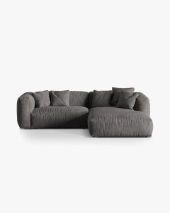 COLTAR MARTINA, GRI, 244 CM, PE DREAPTA, CU TAPITERIE DIN TEXTIL CATIFEA VOGUE, MICADONI