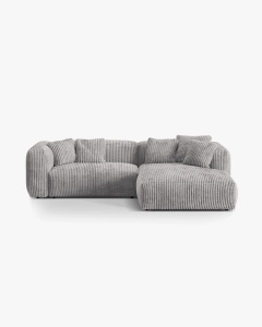 COLTAR MARTINA, GRI DESCHIS, 280 CM, DREAPTA, CU TAPITERIE DIN TEXTIL CORDOI TILIA, MICADONI