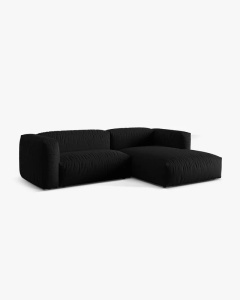 COLTAR MARTINA, NEGRU, 280 CM, DREAPTA, CU TAPITERIE DIN TEXTIL STRUCTURAT BOSTON, MICADONI - Img 2