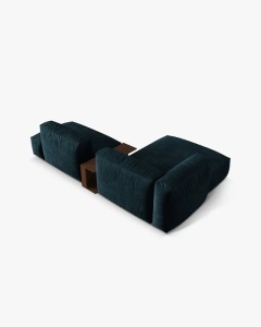 COLTAR MARTINA, PE STANGA, 285 CM, ALBASTRU INCHIS, TAPITAT CU TAPITERIE DIN TEXTIL CATIFEA VOGUE, MICADONI - Img 4