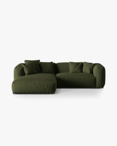COLTAR MARTINA, VERDE, 244 CM, STANGA, CU TAPITERIE DIN TEXTIL STRUCTURAT BOSTON, MICADONI