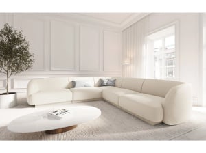 COLTAR MILEY, 5 LOCURI, BEJ DESCHIS, TAPITERIE BOUCLE, DESIGN DEOSEBIT - Img 1