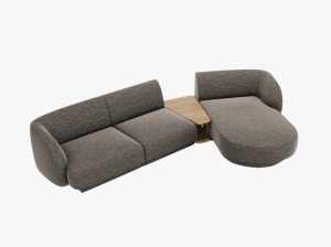 COLTAR MILEY, CU 3 LOCURI, PE DREAPTA, GRI, CU TAPITERIE DIN TEXTIL CHENILLE HAGA, MICADONI - Img 2