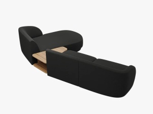 COLTAR MILEY, CU 3 LOCURI, PE DREAPTA, NEGRU, CU TAPITERIE DIN TEXTIL BOUCLE BALOO, MICADONI - Img 4