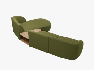 COLTAR MILEY, CU 3 LOCURI, PE DREAPTA, VERDE MASLINIU INCHIS, CU TAPITERIE DIN TEXTIL BOUCLE BALOO, MICADONI - Img 4