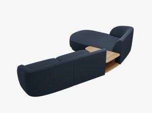 COLTAR MILEY, CU 3 LOCURI, PE STANGA, ALBASTRU INCHIS, CU TAPITERIE DIN TEXTIL BOUCLE BALOO - Img 4