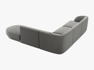 COLTAR MILEY DREAPTA, 6 LOCURI, 258 CM, GRI DESCHIS 13, TAPITERIE DIN CATIFEA, DESIGN DEOSEBIT - Img 2