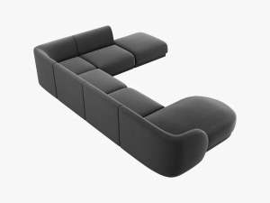 COLTAR MILEY DREAPTA, 6 LOCURI, 327 CM, GRI 14, TAPITERIE DIN CATIFEA, DESIGN DEOSEBIT - Img 3