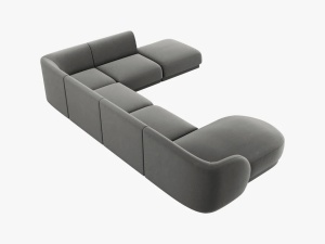 COLTAR MILEY DREAPTA, 6 LOCURI, 327 CM, GRI DESCHIS 13, TAPITERIE DIN CATIFEA, DESIGN DEOSEBIT - Img 3