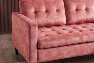 COLTAR MODERN STOCKHOLM 220CM, 3 LOCURI, CU SEZLONG, REALIZAT DIN TEXTIL FOARTE FIN- CATIFEA, CULOARE ROZ ANTICHIZAT - Img 14