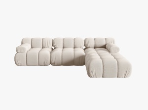 COLTAR MODULAR BELLIS, 4 LOCURI, 282 CM, BEJ DESCHIS 23, TAPITERIE DIN CATIFEA 3D, DESIGN DEOSEBIT - Img 2