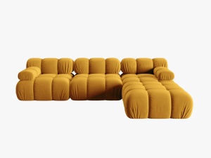 COLTAR MODULAR BELLIS, 4 LOCURI, 282 CM, GALBEN 41, TAPITERIE DIN CATIFEA, DESIGN DEOSEBIT - Img 6