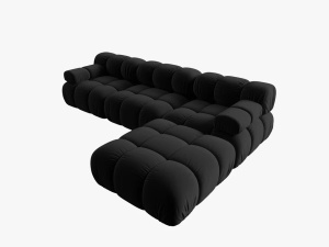 COLTAR MODULAR BELLIS, 4 LOCURI, 282 CM, NEGRU 100, TAPITERIE DIN CATIFEA, DESIGN DEOSEBIT - Img 3