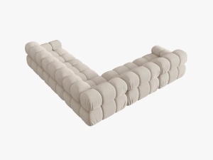 COLTAR MODULAR BELLIS, 5 LOCURI, 282 CM, BEJ DESCHIS 23, TAPITERIE DIN CATIFEA 3D, DESIGN DEOSEBIT - Img 2