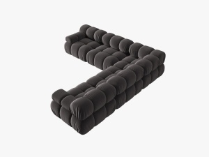 COLTAR MODULAR BELLIS, 5 LOCURI, 282 CM, GRI INCHIS 97, TAPITERIE DIN CATIFEA, DESIGN DEOSEBIT - Img 4