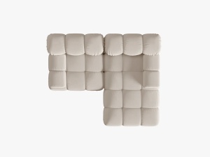 COLTAR MODULAR BELLIS, DREAPTA, 2 LOCURI, 191 CM, BEJ DESCHIS 23, TAPITERIE DIN CATIFEA 3D, BESOLUX - Img 2