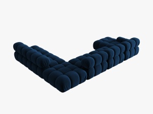 COLTAR MODULAR BELLIS, DREAPTA, 6 LOCURI, 379 CM, ALBASTRU 81, TAPITERIE DIN CATIFEA, DESIGN DEOSEBIT - Img 6
