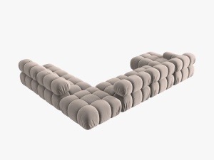 COLTAR MODULAR BELLIS, DREAPTA, 6 LOCURI, 379 CM, BEJ 16, TAPITERIE DIN CATIFEA, DESIGN DEOSEBIT - Img 5