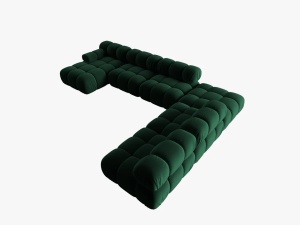 COLTAR MODULAR BELLIS, DREAPTA, 6 LOCURI, 379 CM, VERDE 38, TAPITERIE DIN CATIFEA, DESIGN DEOSEBIT - Img 3