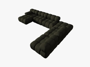 COLTAR MODULAR BELLIS, DREAPTA, 6 LOCURI, 379 CM, VERDE 77, TAPITERIE DIN CATIFEA 3D, DESIGN DEOSEBIT - Img 3