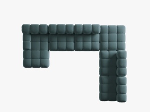 COLTAR MODULAR BELLIS, DREAPTA, 6 LOCURI, 379 CM, VERDE PETROL 87, TAPITERIE DIN CATIFEA, DESIGN DEOSEBIT - Img 2