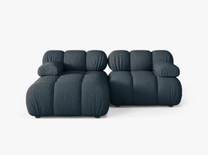 COLTAR MODULAR BELLIS, PE STANGA, PETROL INCHIS, CU TAPITERIE DIN TEXTIL STRUCTURAT LIBERTY, MICADONI