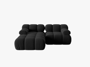 COLTAR MODULAR BELLIS, STANGA, 2 LOCURI, 191 CM, NEGRU 100, TAPITERIE DIN CATIFEA, MICADONI - Img 6