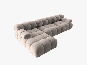 COLTAR MODULAR BELLIS, STANGA, 3 LOCURI, 285 CM, BEJ 16, TAPITERIE DIN CATIFEA, DESIGN DEOSEBIT - Img 4